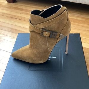 YSL Suede Buckle Booties